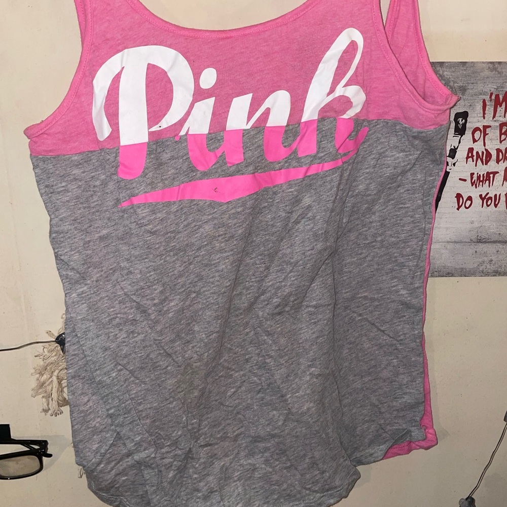Pink and gray Victoria’s Secret tank top